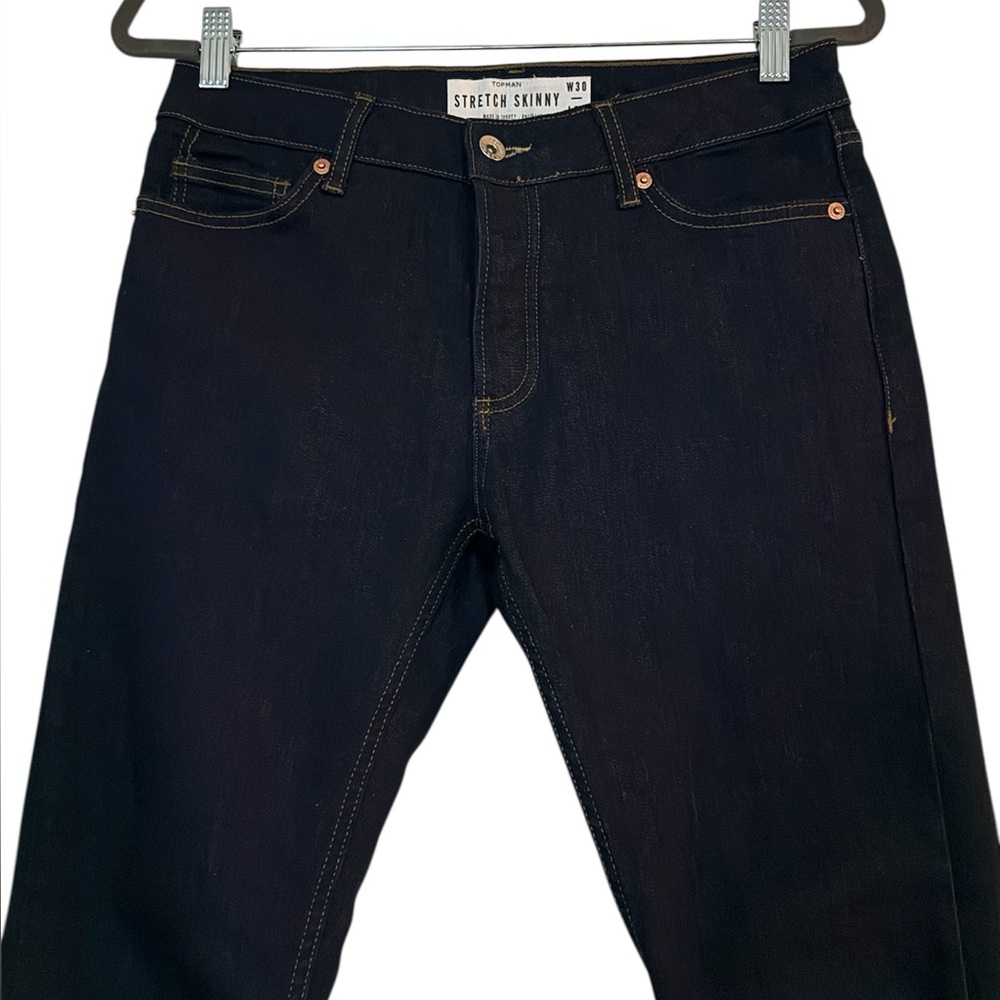 Topman stretch skinny jeans in Dark Blue
Size W30 L30